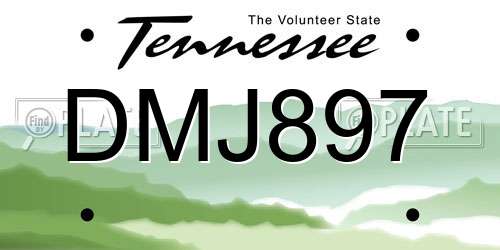 DMJ897 Tennessee License Plate