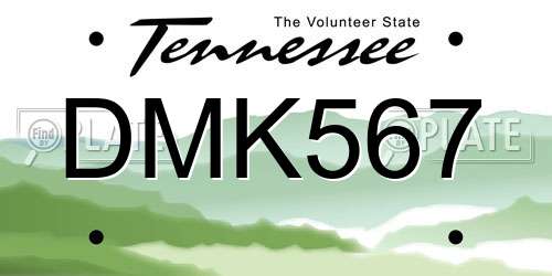 DMK567 Tennessee License Plate
