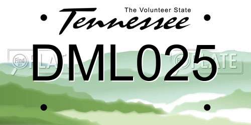 DML025 Tennessee License Plate