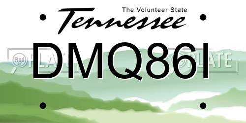 DMQ86I Tennessee License Plate