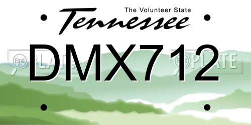 DMX712 Tennessee License Plate