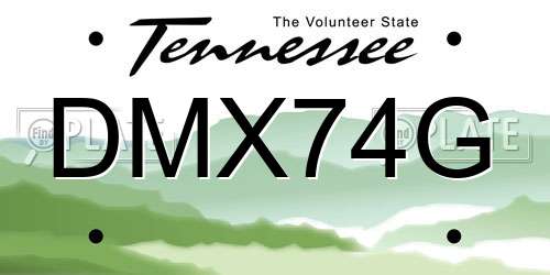 DMX74G Tennessee License Plate