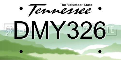 DMY326 Tennessee License Plate