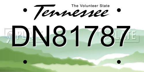 DN81787 Tennessee License Plate