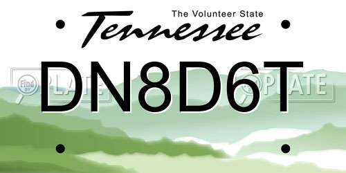 DN8D6T Tennessee License Plate
