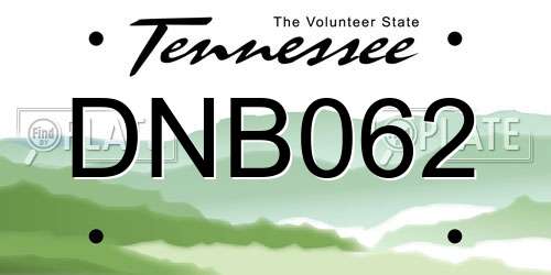 DNB062 Tennessee License Plate