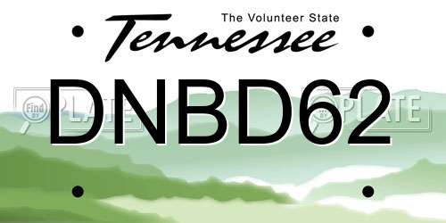 DNBD62 Tennessee License Plate