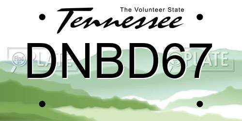 DNBD67 Tennessee License Plate