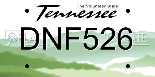 DNF526 Tennessee License Plate