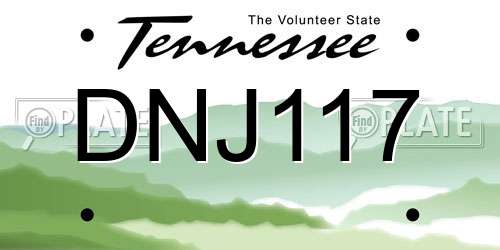 DNJ117 Tennessee License Plate