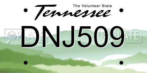 DNJ509 Tennessee License Plate