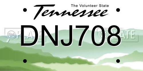 DNJ708 Tennessee License Plate