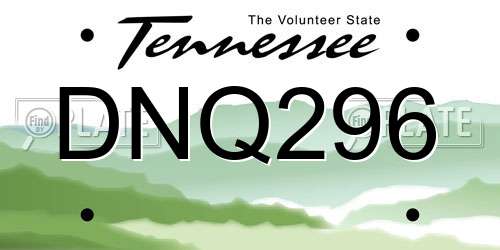 DNQ296 Tennessee License Plate