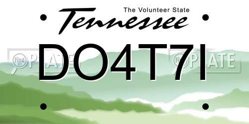 DO4T7I Tennessee License Plate