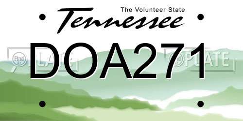 DOA271 Tennessee License Plate
