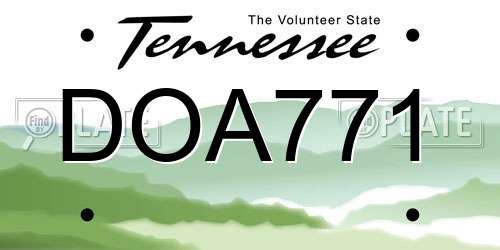 DOA771 Tennessee License Plate