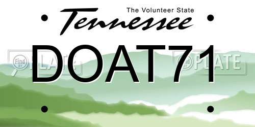 DOAT71 Tennessee License Plate