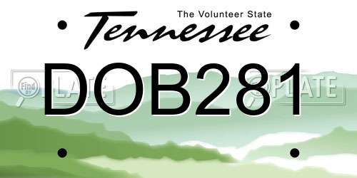DOB281 Tennessee License Plate