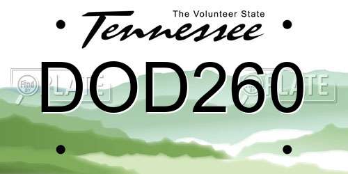 DOD260 Tennessee License Plate