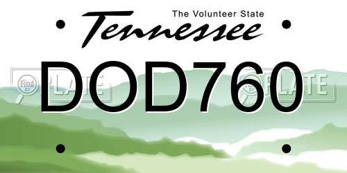 DOD760 Tennessee License Plate