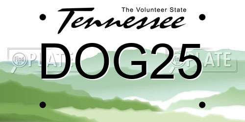 DOG25 Tennessee License Plate