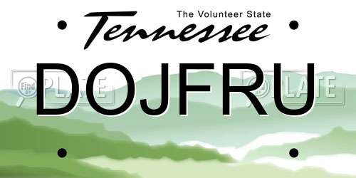 DOJFRU Tennessee License Plate
