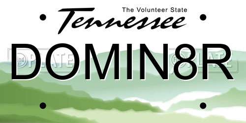 DOMIN8R Tennessee License Plate