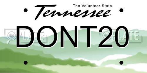 DONT20 Tennessee License Plate
