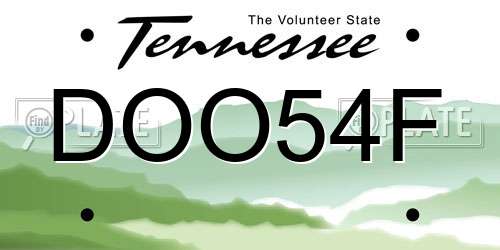 DOO54F Tennessee License Plate