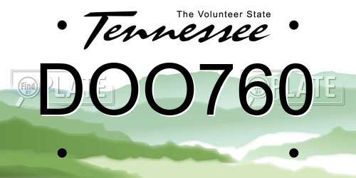 DOO760 Tennessee License Plate