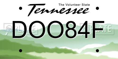 DOO84F Tennessee License Plate