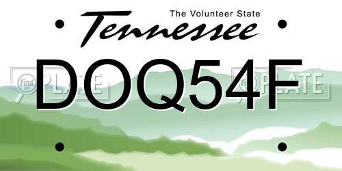 DOQ54F Tennessee License Plate