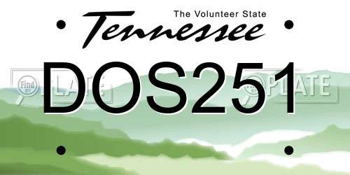 DOS251 Tennessee License Plate