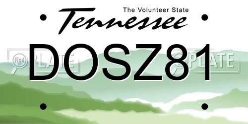 DOSZ81 Tennessee License Plate