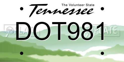DOT981 Tennessee License Plate