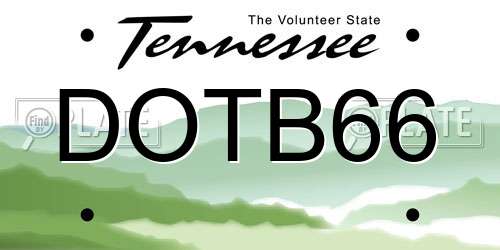 DOTB66 Tennessee License Plate