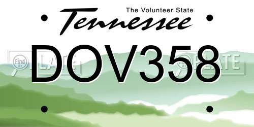 DOV358 Tennessee License Plate