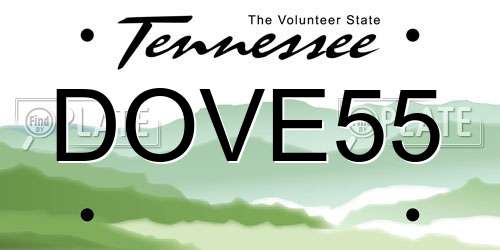 DOVE55 Tennessee License Plate