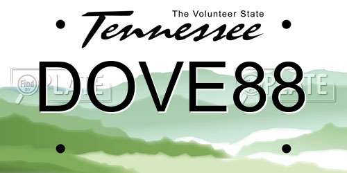 DOVE88 Tennessee License Plate