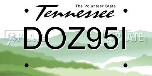 DOZ95I Tennessee License Plate
