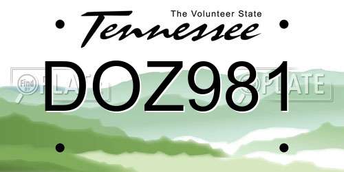 DOZ981 Tennessee License Plate