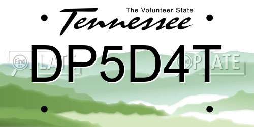 DP5D4T Tennessee License Plate