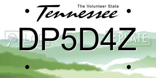 DP5D4Z Tennessee License Plate