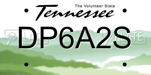 DP6A2S Tennessee License Plate
