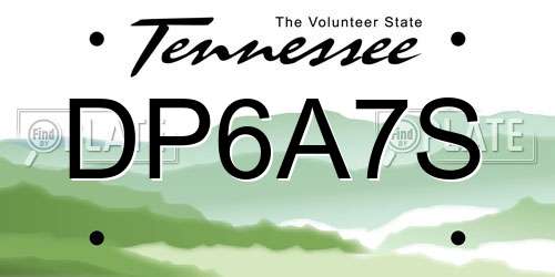 DP6A7S Tennessee License Plate