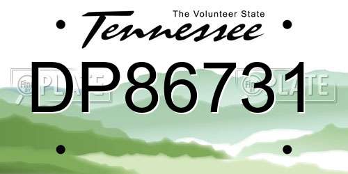 DP86731 Tennessee License Plate
