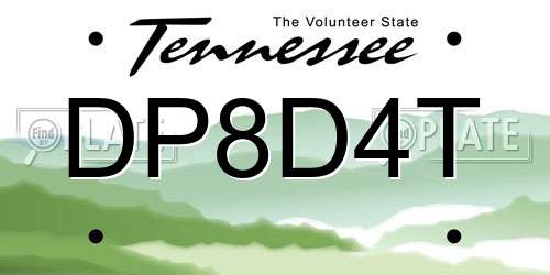 DP8D4T Tennessee License Plate