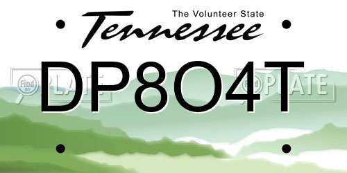 DP8O4T Tennessee License Plate