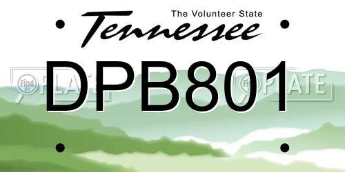 DPB801 Tennessee License Plate