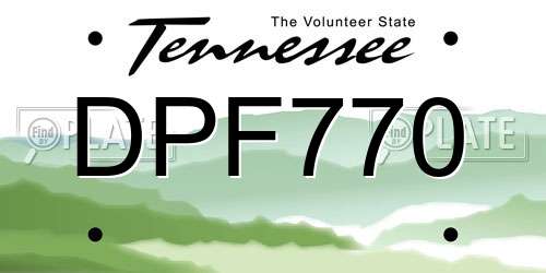 DPF770 Tennessee License Plate